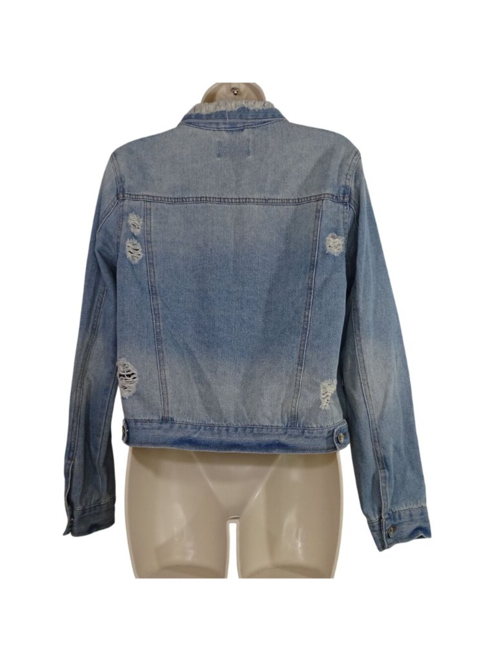 Ci Sono Distressed Ripped Denim Jacket Women Size M Blue Light Wash Long Sleeve - Picture 5 of 8